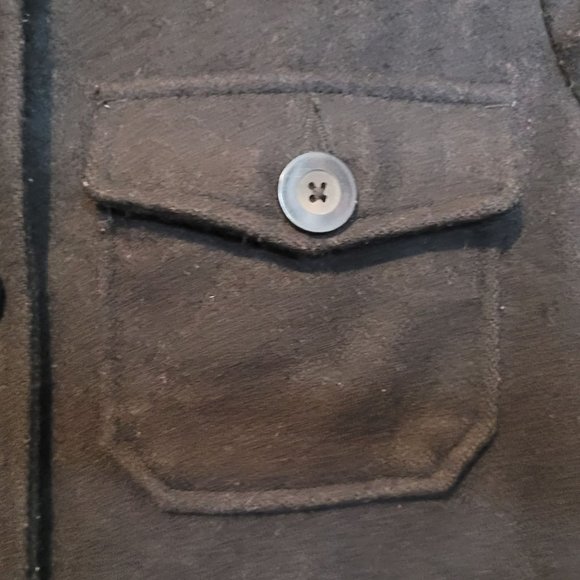 Vintage Old Navy Wool Blend Pea Coat Hood Black Long Button Up Medium Pockets - Picture 5 of 11